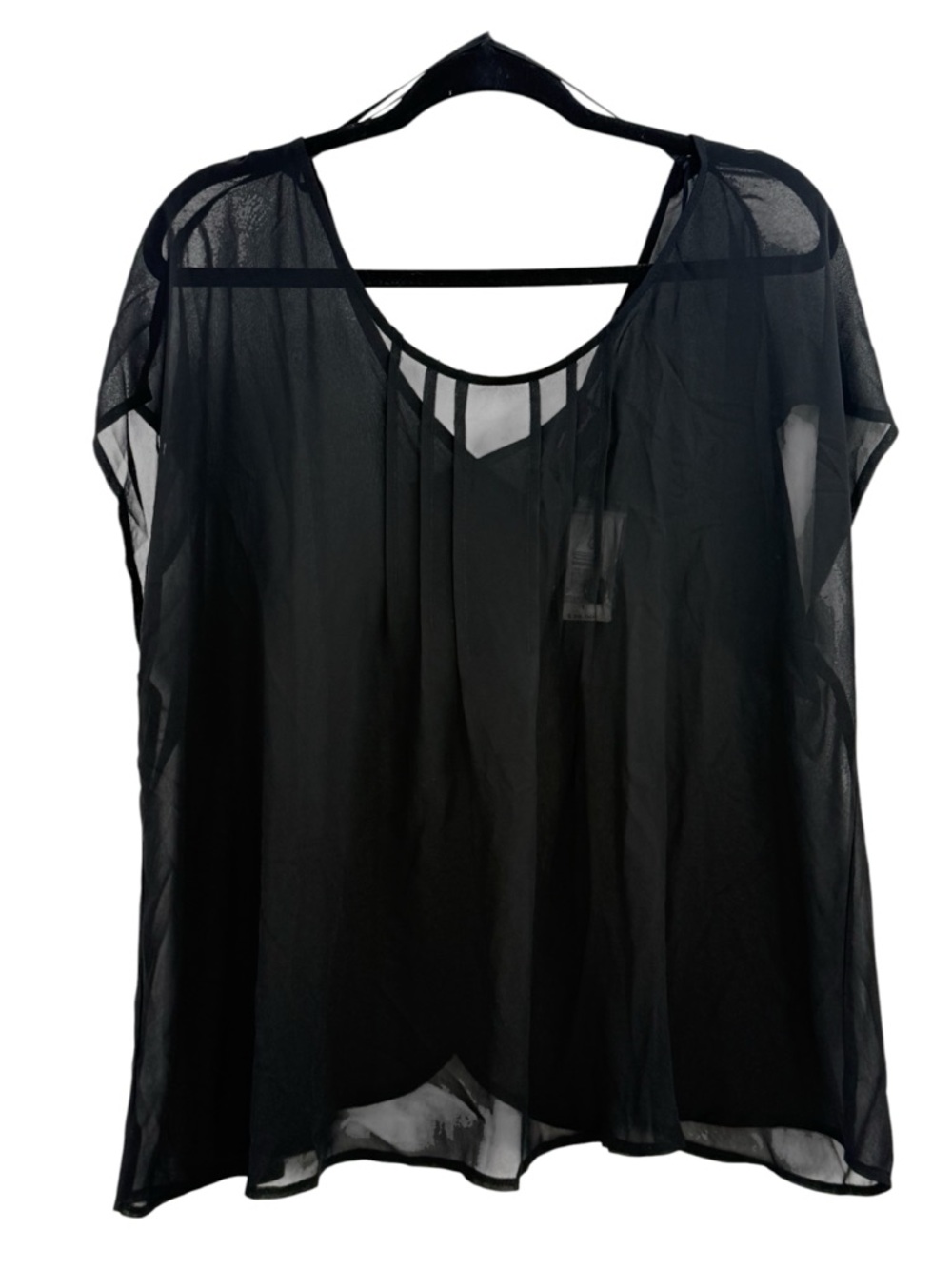 Sheer Black Chiffon Overlay Top Kimono Cardigan Lightweight Layering Blouse NWT